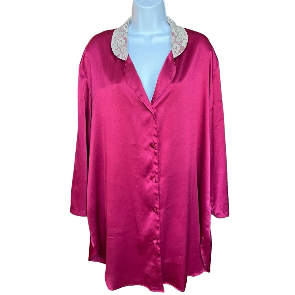 Vintage Victoria's Secret Gold Label Lace Colored Burgundy Shirt Nightgown M/L